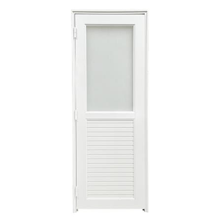 ชุดประตูห้องน้ำ UPVC พร้อมวงกบและบานพับ AZLE 1 ลายเรียบ 70X200 ซม. สีขาว ไม่เจาะลูกบิด_3