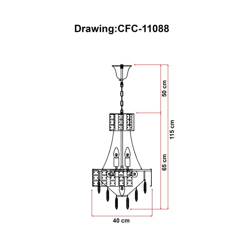 ไฟช่อ EVL CFC-11088 สีดำ/ใส/ทอง 6 หัว