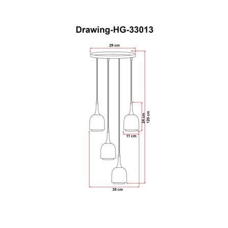 ไฟช่อ EVL HG-33013/4 สีดำ/ทอง 4 หัว_2