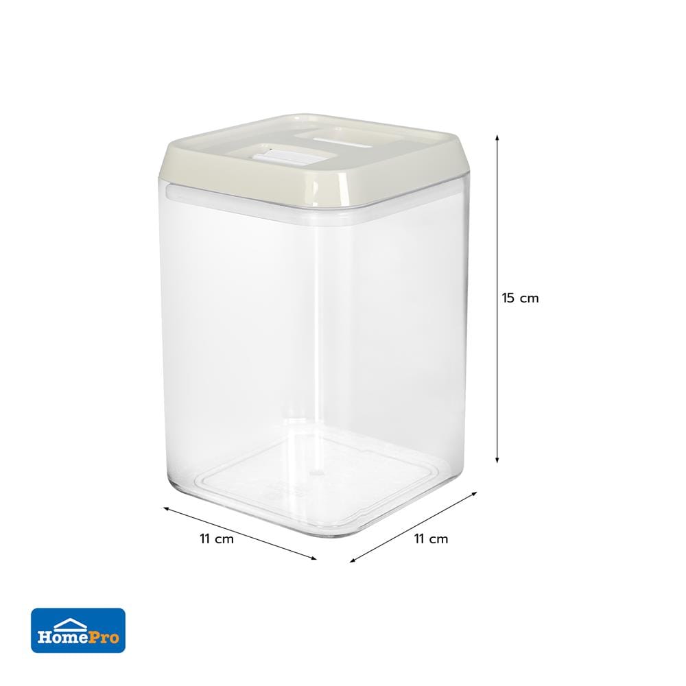 ขวดโหลเหลี่ยม PS ฝาบีบ KECH WRING 1.3 ลิตร สีขาว/ใส