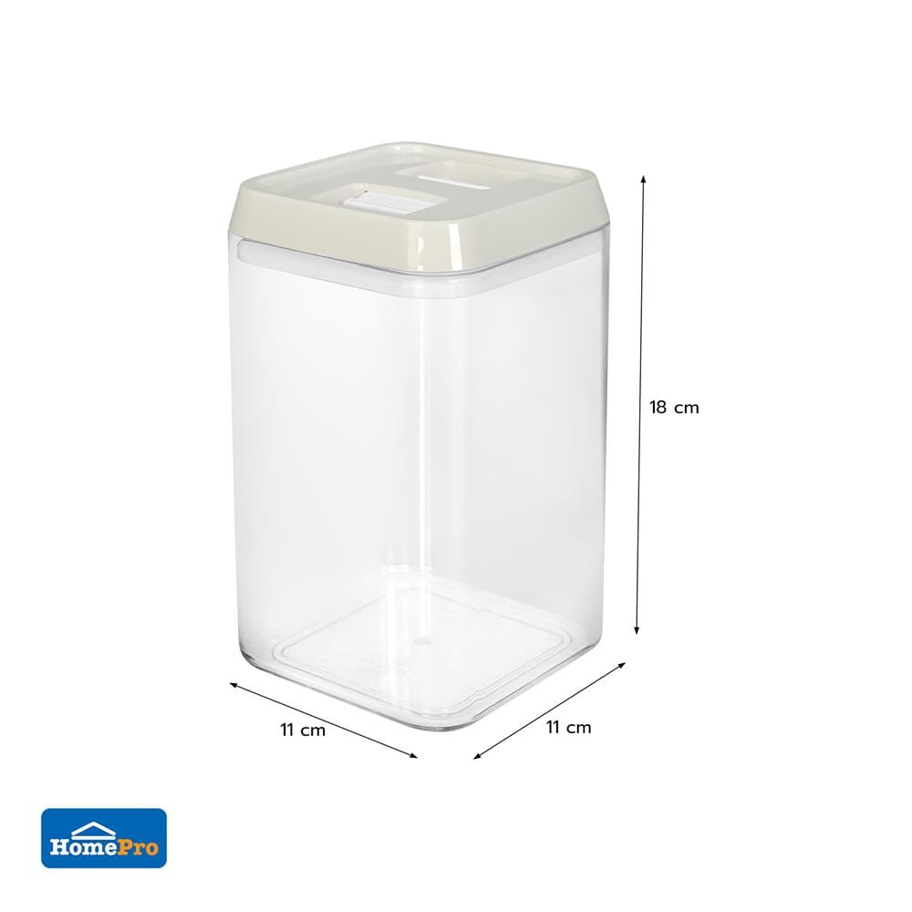 ขวดโหลเหลี่ยม PS ฝาบีบ KECH WRING 1.5 ลิตร สีขาว/ใส