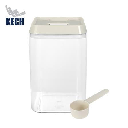 ขวดโหลเหลี่ยม PS ฝาบีบ KECH WRING 1.5 ลิตร สีขาว/ใส_0
