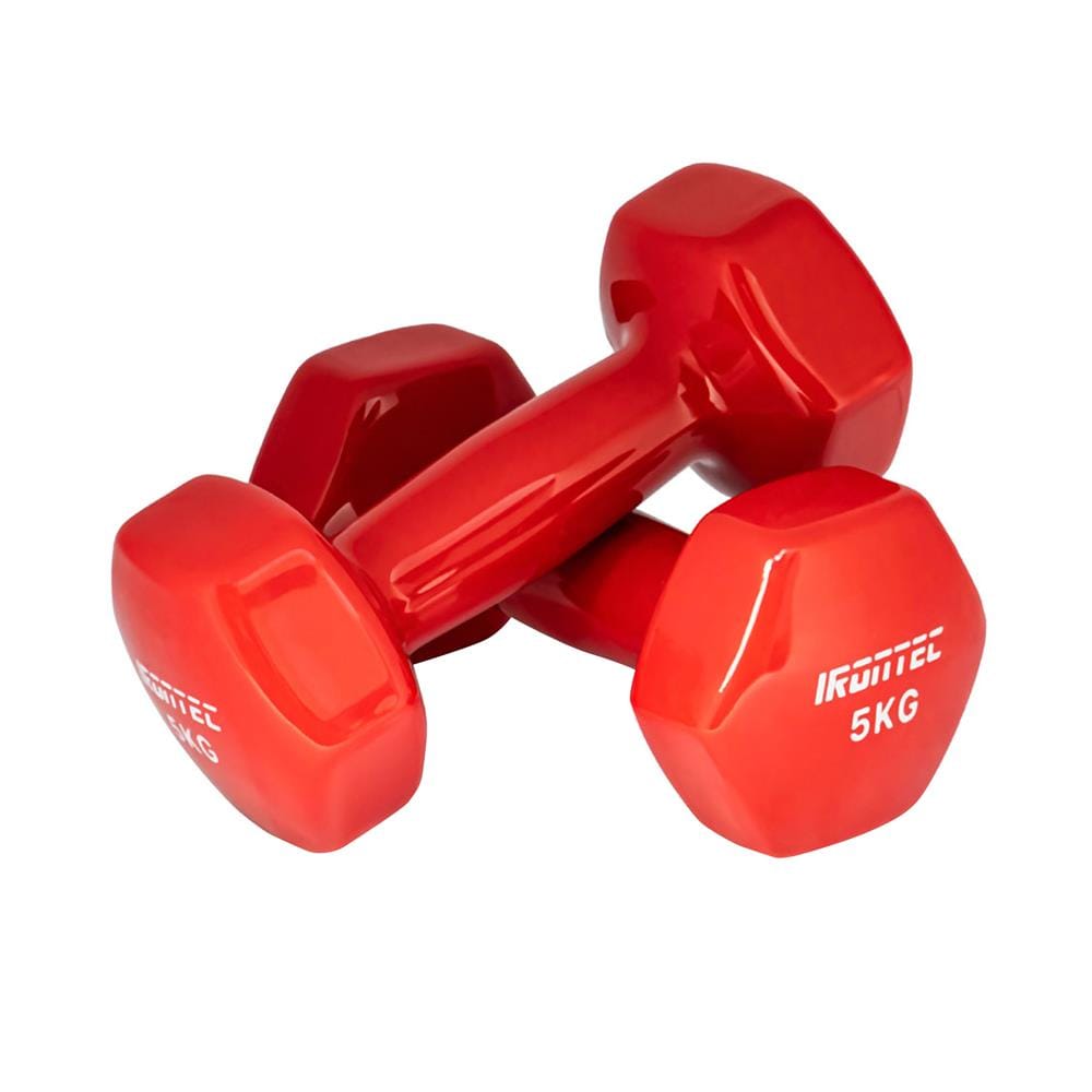 ดัมเบลหุ้มไวนิล IRONTEC 5 กก. สีแดง