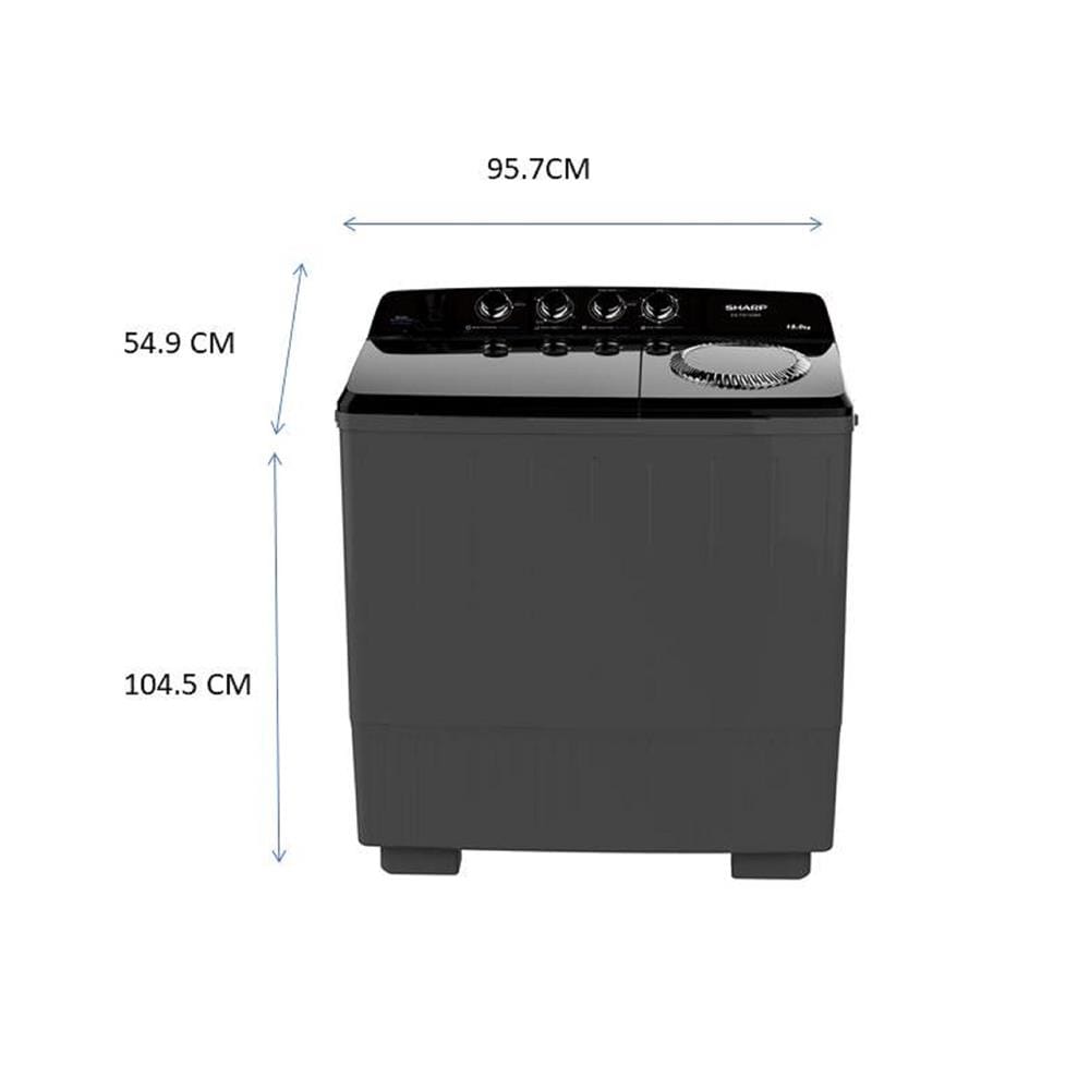 เครื่องซักผ้า 2 ถัง SHARP ES-TW150BK 15 กก. สีดำ