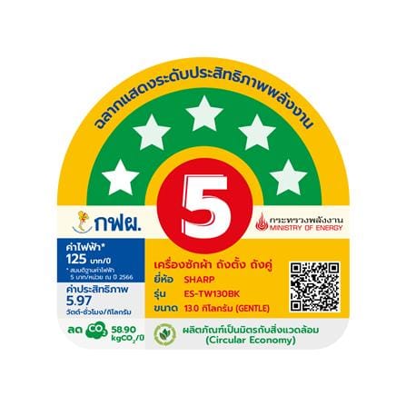 เครื่องซักผ้า 2 ถัง SHARP ES-TW130BK 13 กก. สีดำ_6