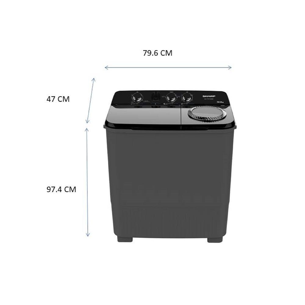 เครื่องซักผ้า 2 ถัง SHARP ES-TW100BK 10 กก. สีดำ
