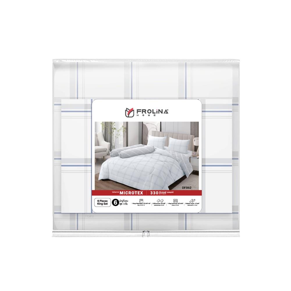ชุดผ้าปูที่นอน 6 ฟุต 6 ชิ้น FROLINA MICROTEX DF062