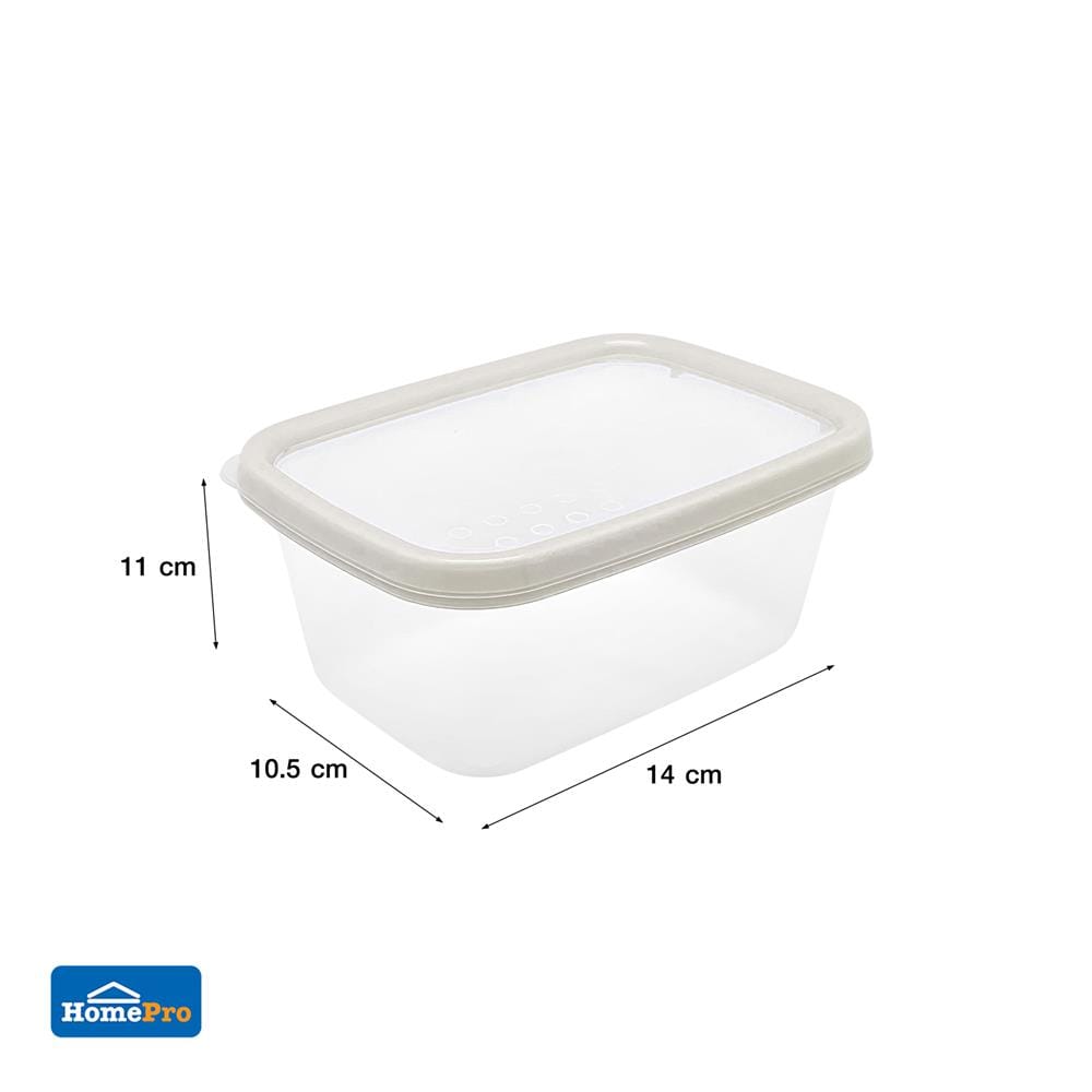 กล่องอาหารเหลี่ยม 0.5 ลิตร KECH NICE สีเทา แพ็ก 4 ชิ้น