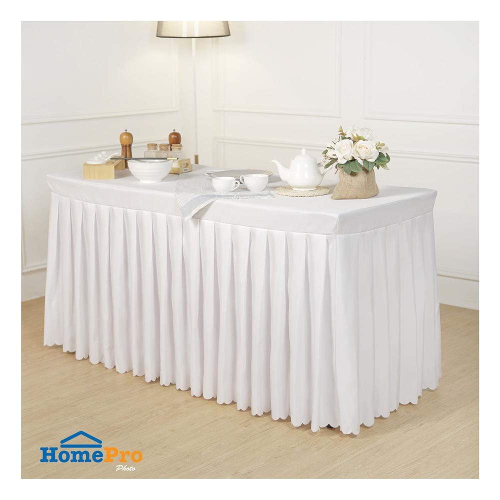 ผ้าคลุมโต๊ะสำเร็จรูปแบบจีบ FURDINI FINE 150X60 ซม. สีขาว
