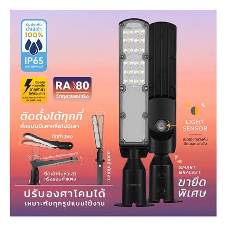 ไฟถนน LED LAMPTAN SKYLINE 30 วัตต์ DAYLIGHT สีดำ_6