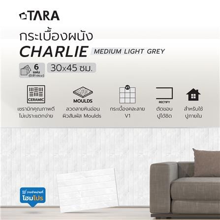 กระเบื้องผนัง 30x45 ซม. TARA ซาริฟ กลาง เทาอ่อน 0.81 ตร.ม._7