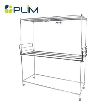 ราวตากผ้าสเตนเลส 8 เส้น มีล้อและปีก PLIM FORTE 1.5 ม.