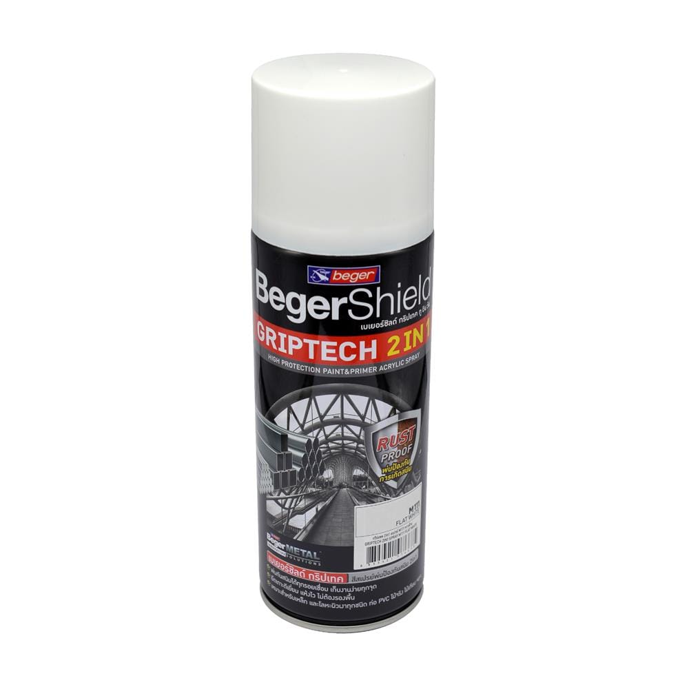 สีสเปรย์กันสนิม BEGER BEGERSHIELD GRIPTECH 2 IN 1 M111 สีขาวด้าน 400 ซีซี
