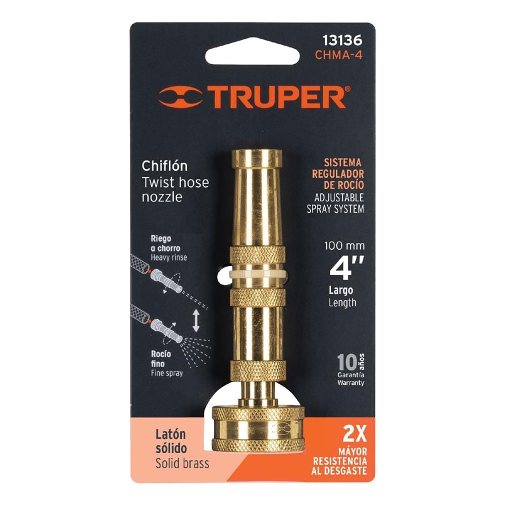 หัวฉีดเกลียวตรง ทองเหลือง TRUPER 13136 (CHMA-4) 4 นิ้ว