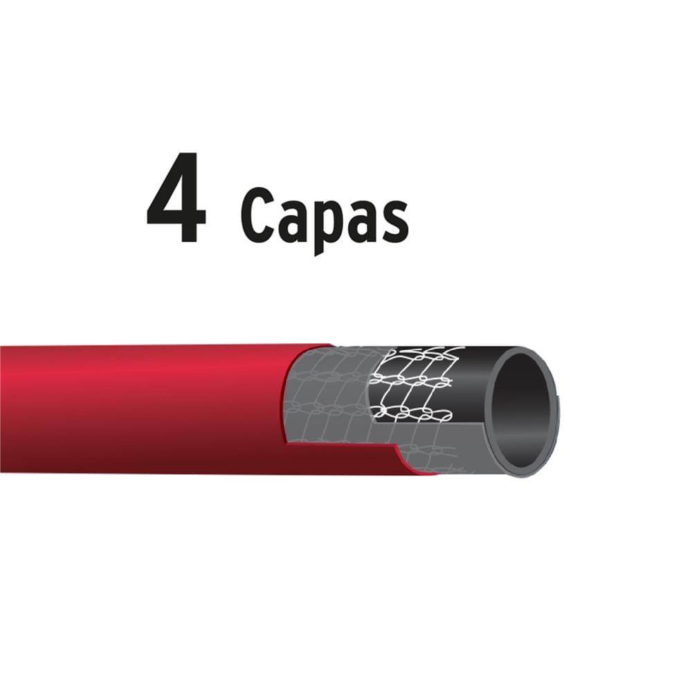 สายยางม้วน PVC 4 ชั้น พร้อมข้อโลหะ TRUPER 16035 5/8 นิ้ว 20 ม. สีแดง