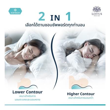 หมอนสุขภาพ ยางพารา LOTUS ICETECH 13.5x22 นิ้ว สีขาว_14