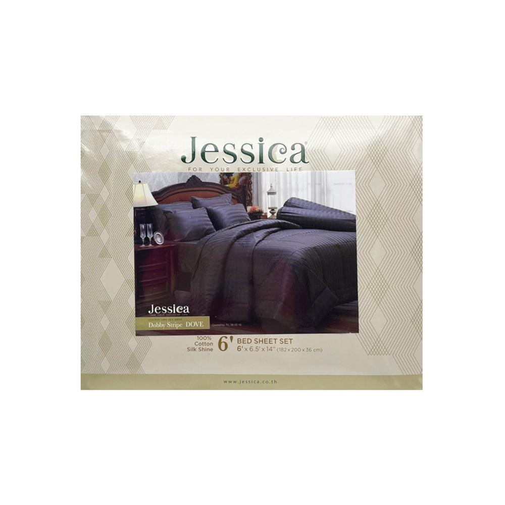 ชุดผ้าปูที่นอน 6 ฟุต 5 ชิ้น JESSICA COTTON STRIPE 20074-DOVE