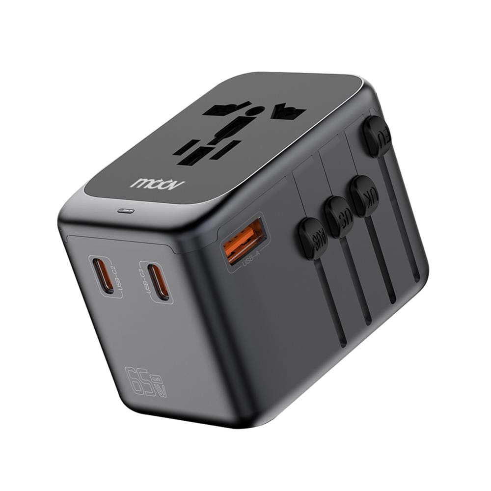 ปลั๊กแปลง 4 IN 1 UNIVERSAL 1 USB 3 TYPE C MOOV TA05 สีดำ_1