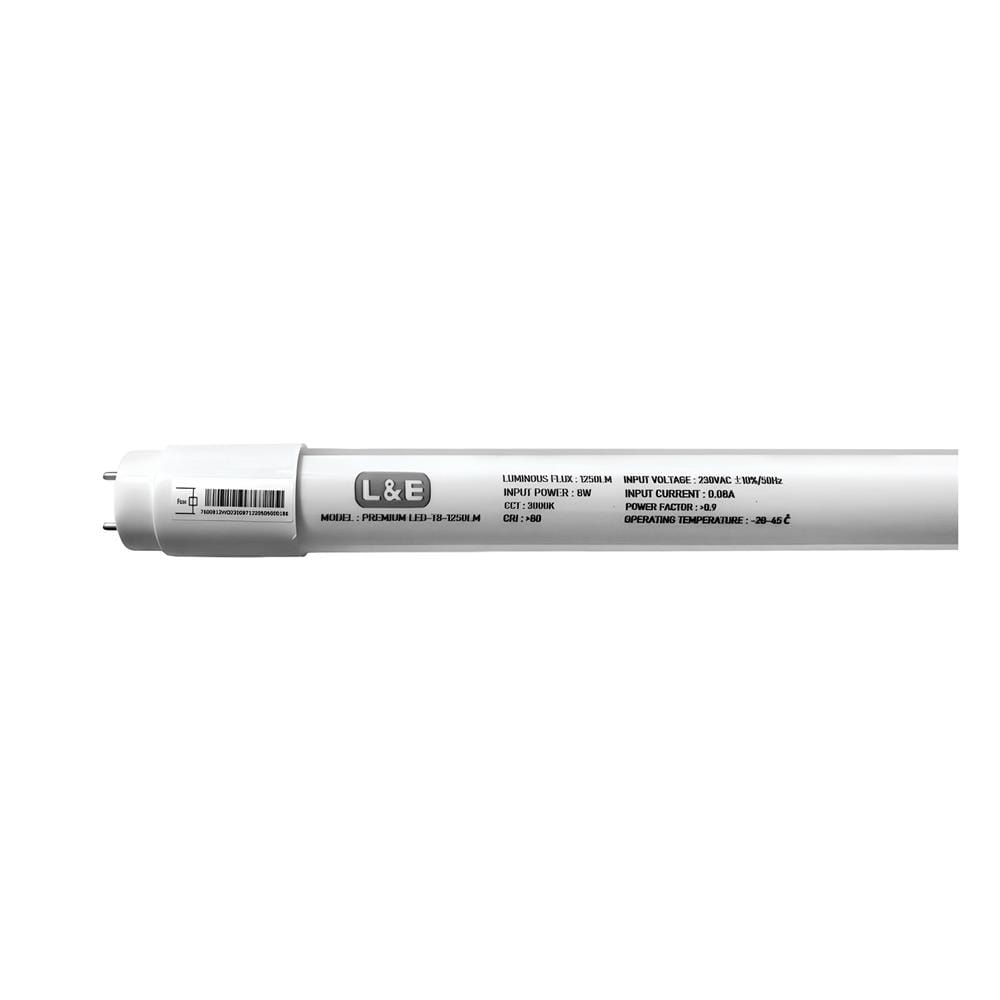 หลอด LED สั้น L&E T8 PREMIUM SE 8 วัตต์ WARM WHITE G13