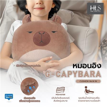 หมอนอิง HOME LIVING STYLE G-CAPYBARA 14X14 นิ้ว สีน้ำตาล_9