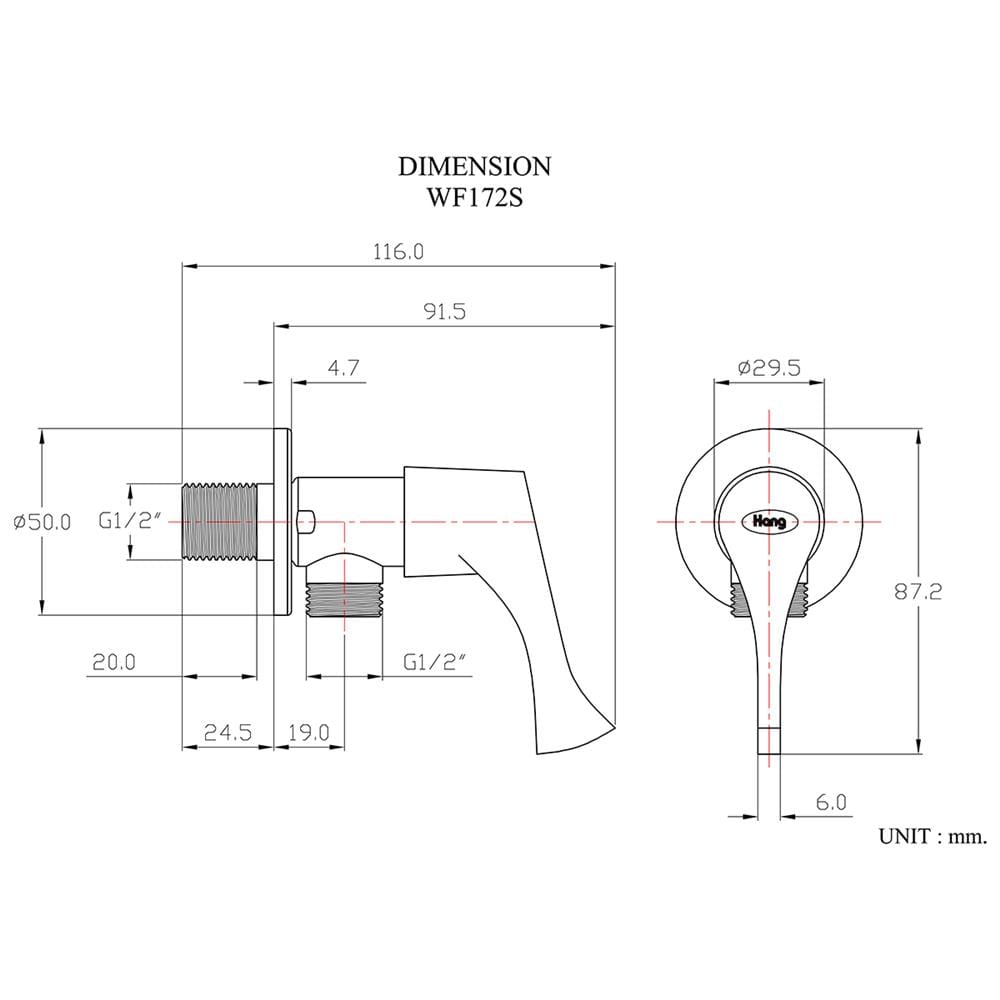 วาล์วฝักบัว 1 ทาง HANG WF-172S