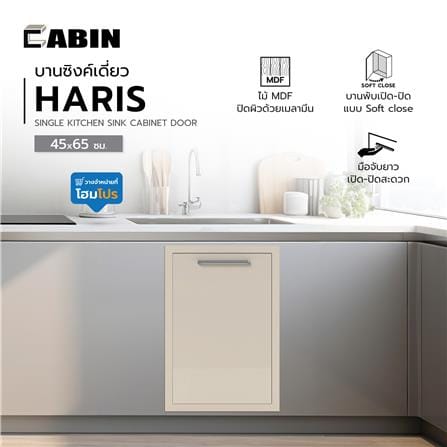 บานซิงค์เดี่ยว CABIN HARIS 45x65 ซม. BEIGE_5
