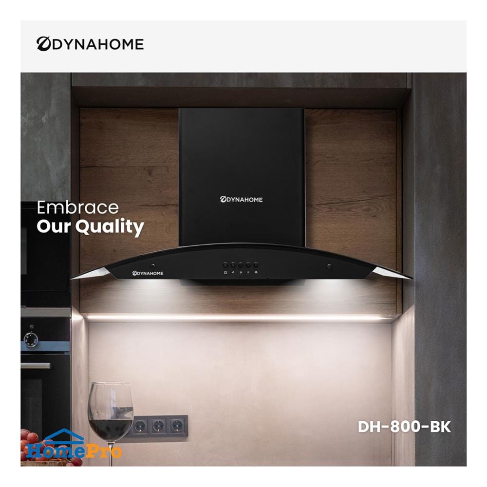 เครื่องดูดควันกระโจม DYNA HOME DH-800-BK 90 ซม.