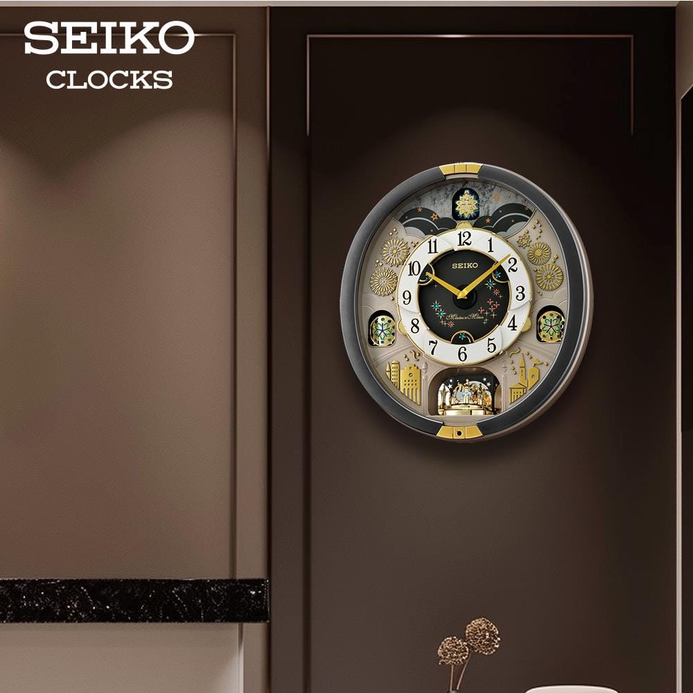 นาฬิกาแขวน SEIKO CLOCKS MELODY QXM385N 17.5X16 นิ้ว สีเทา