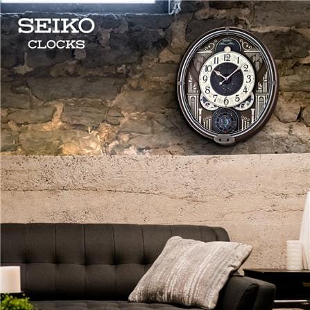 นาฬิกาแขวน MELODY SEIKO CLOCKS QXM393N 18X15.5 นิ้ว สีทอง/น้ำเงิน_4