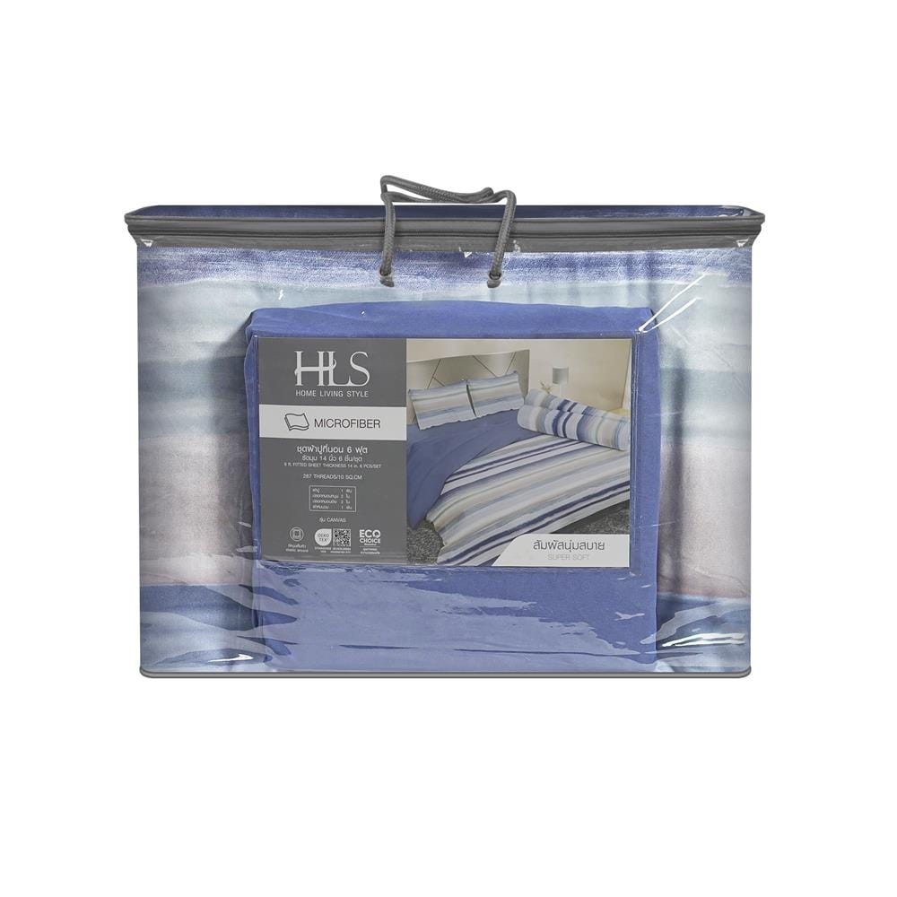 ชุดผ้าปูที่นอน 6 ฟุต 6 ชิ้น HOME LIVING STYLE CANVAS สี NAVY