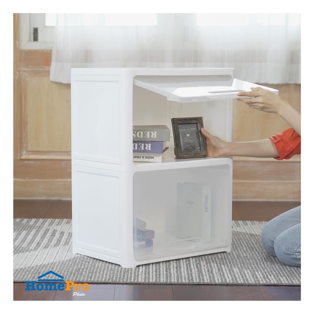 ตู้บานเปิดบน 2 ชั้น STACKO CATE 51x35x69 ซม. สีขาว