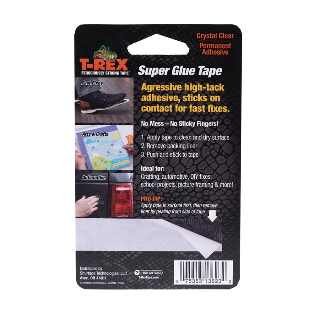 เทปกาว 2 หน้า ซุปเปอร์กลู T-REX 19 มม.X4.5 ม. สีขาว