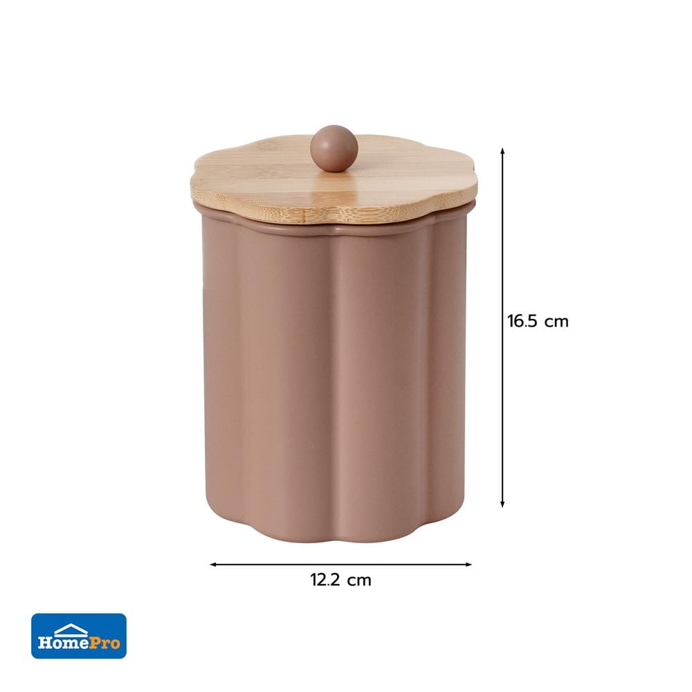 ขวดโหลกลมฝาดึง KECH PETAL 1 ลิตร สีน้ำตาล