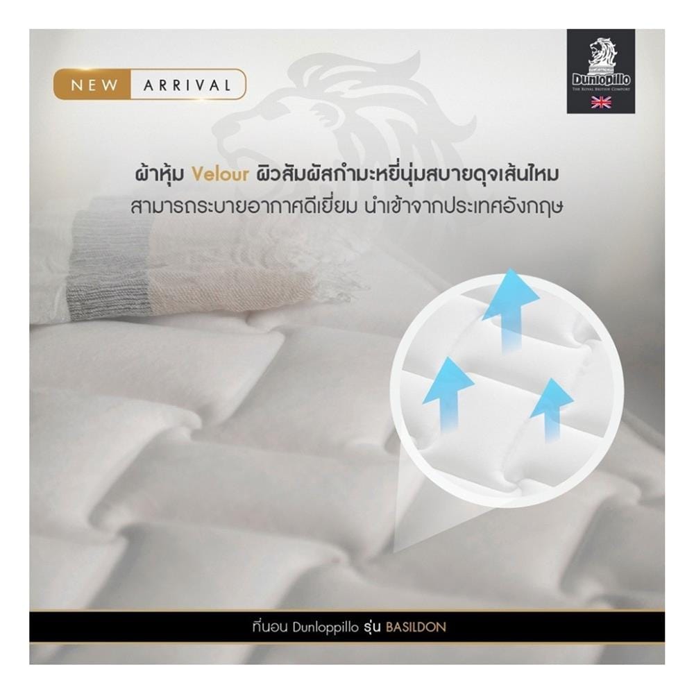 ที่นอนพ็อกเก็ตสปริง 3.5 ฟุต DUNLOPILLO รุ่น BASILDON พร้อมหมอนหนุน 1 ชิ้น