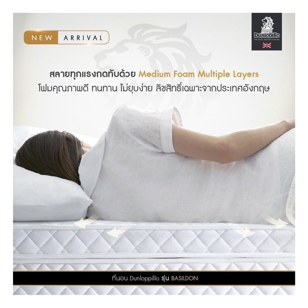 ที่นอนพ็อกเก็ตสปริง 3.5 ฟุต DUNLOPILLO รุ่น BASILDON พร้อมหมอนหนุน 1 ชิ้น