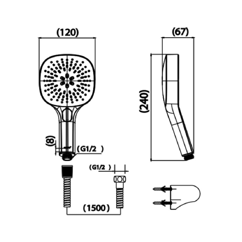 ชุดฝักบัวสายอ่อน 3 ระดับ COTTO ZH026(HM)