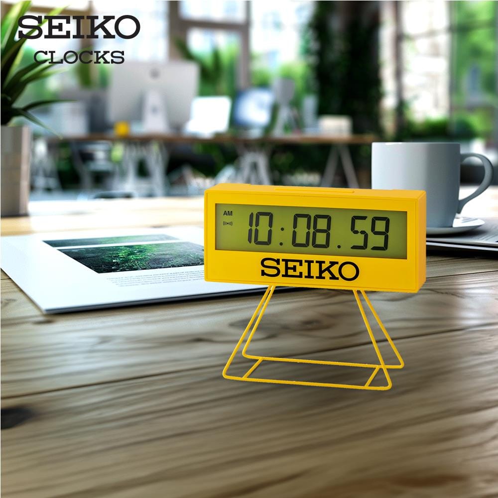 นาฬิกาดิจิทัล SEIKO CLOCKS QHL083Y 3X7 นิ้ว สีเหลือง