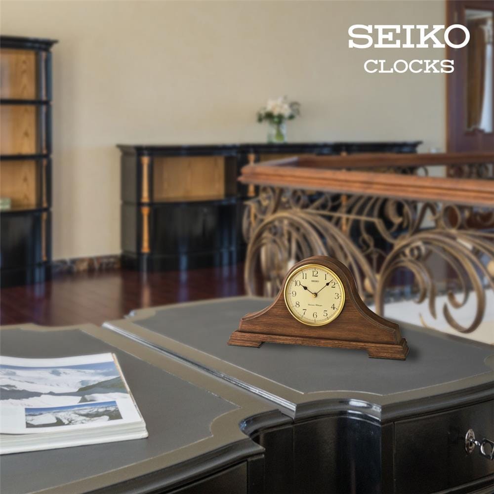 นาฬิกาตั้งโต๊ะ SEIKO CLOCKS QXJ031B 15.7X8 นิ้ว สีน้ำตาล