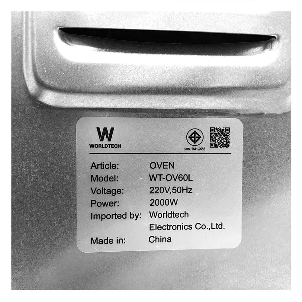 เตาอบเล็กแมนนวล WORLDTECH WT-OV60L สีดำ