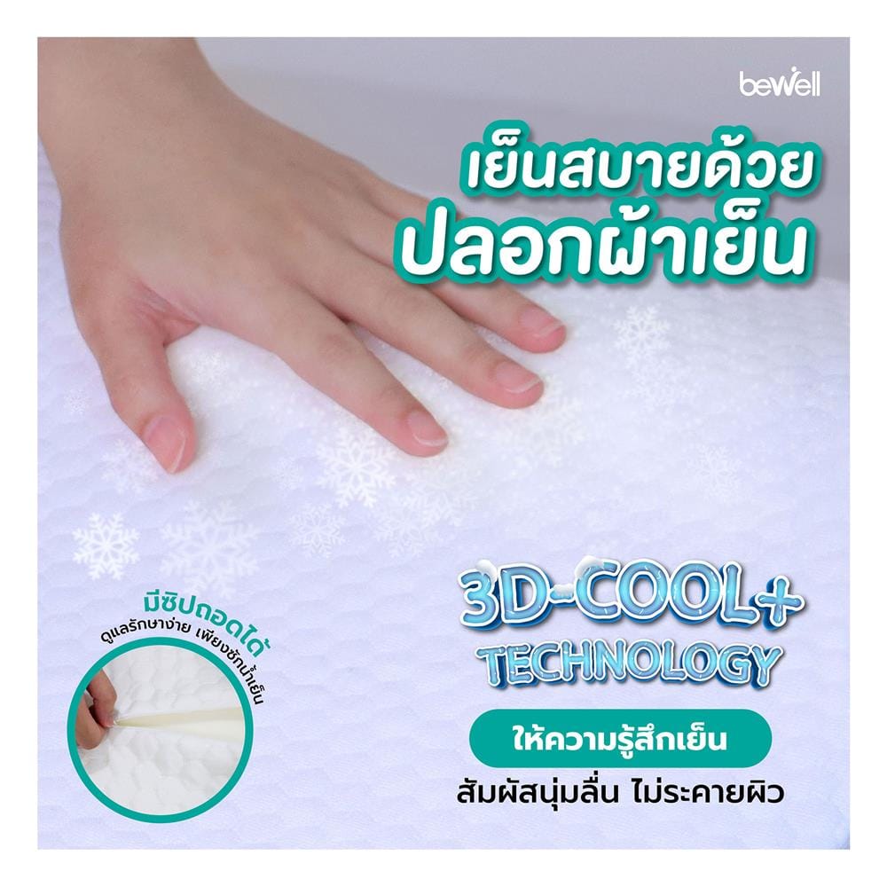 หมอนสุขภาพ เมมโมรี่โฟม BEWELL ADJUSTABLE WEDGE PILLOW 60x69x20 ซม. สีขาว
