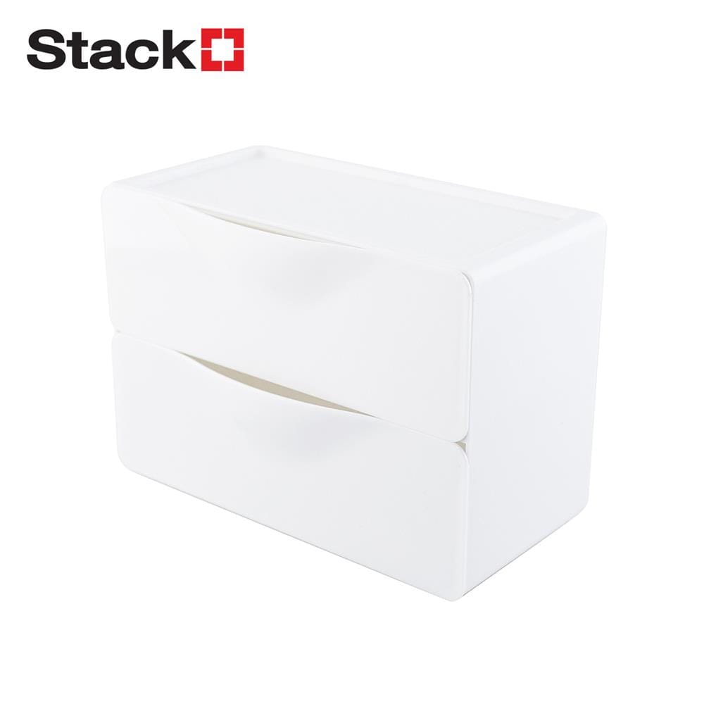 กล่องลิ้นชักเล็ก 2 ช่อง STACKO 20X14.3X9.5 ซม. สีขาว