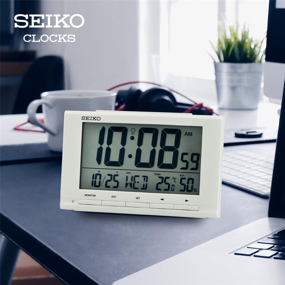 นาฬิกาดิจิทัล SEIKO CLOCKS QHL090W 3.7X6 นิ้ว สีขาว