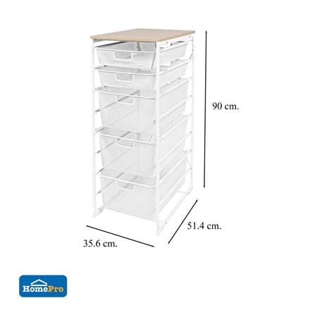 ชั้นลิ้นชัก 5 ชั้น พร้อม TOP ไม้ STACKO FLEXI 35.6x51.4x90 ซม. สีขาว_7