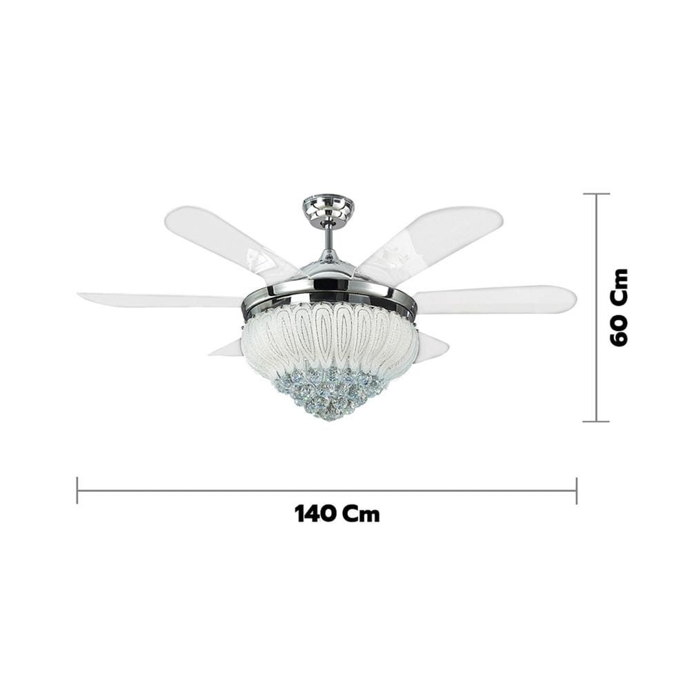 พัดลมโคมไฟ LED CARINI UFO-03-TSV 56 นิ้ว สีขาว/เงิน