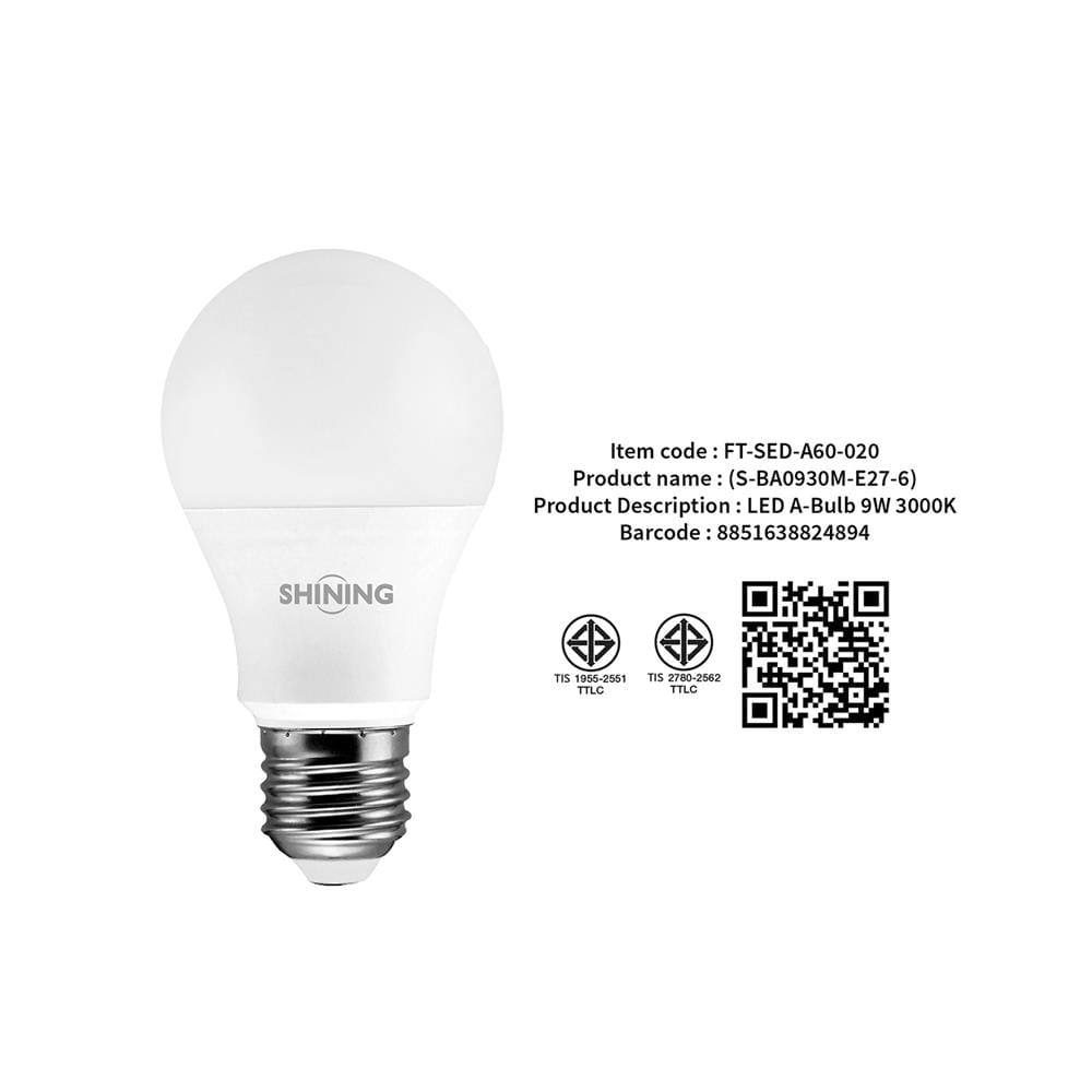 หลอด LED SHINING A60 9 วัตต์ WARM WHITE E27