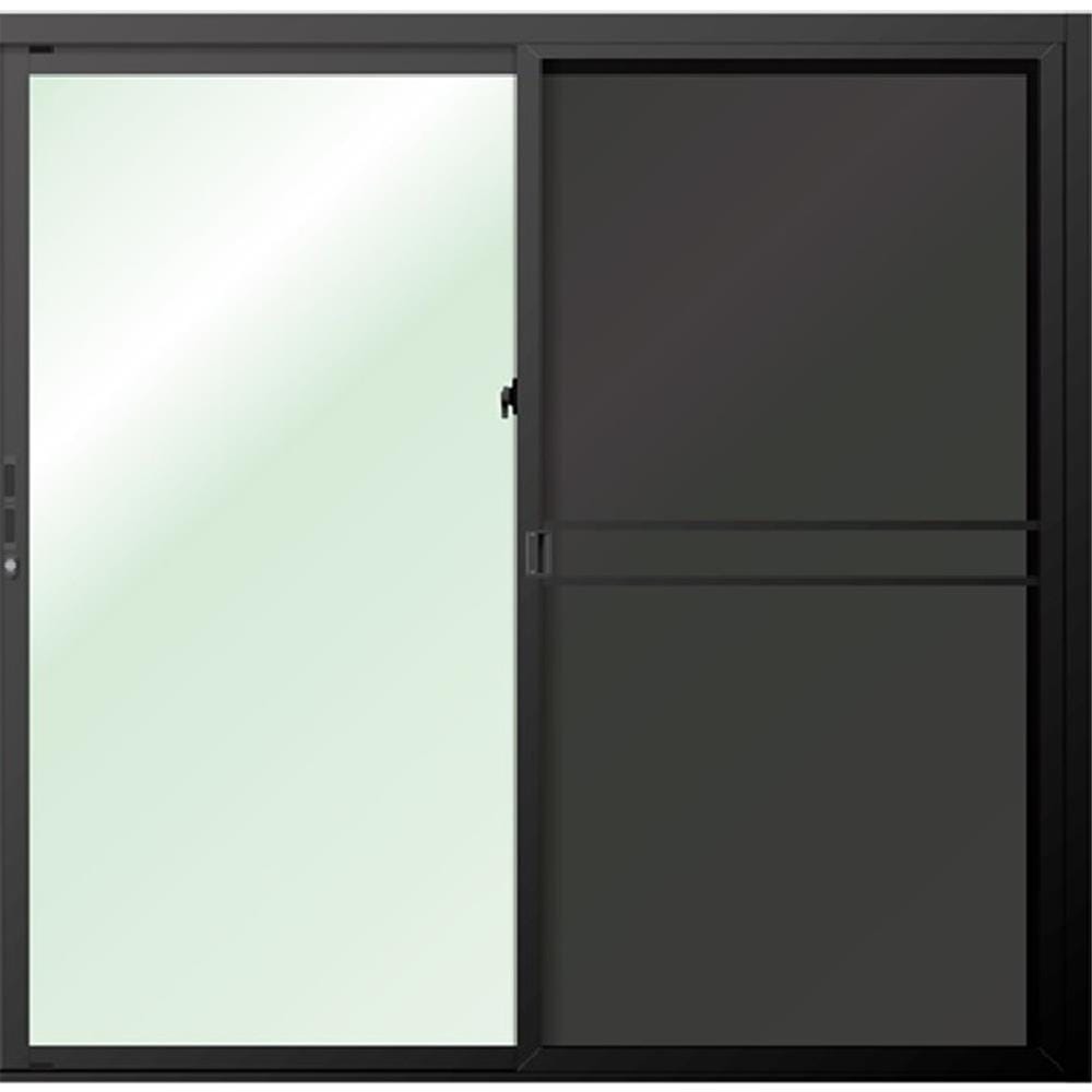 ประตูบานเลื่อน อะลูมิเนียม S-S มุ้ง LYNN OK 200x205 ซม. สีดำ