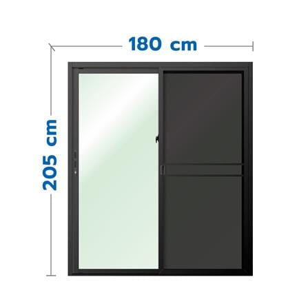 ประตูบานเลื่อน อะลูมิเนียม S-S มุ้ง LYNN OK 180x205 ซม. สีดำ_0