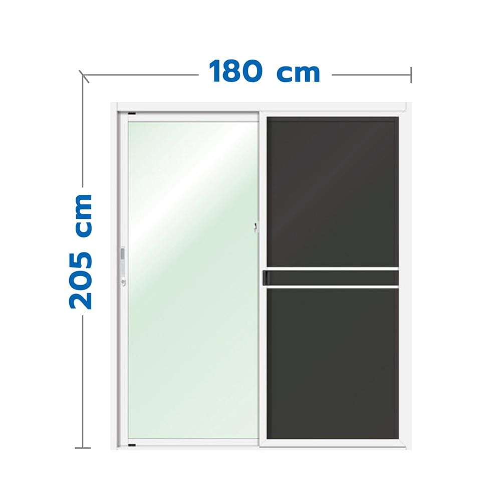 ประตูบานเลื่อน อะลูมิเนียม S-S มุ้ง LYNN OK 180x205 ซม. สีขาว