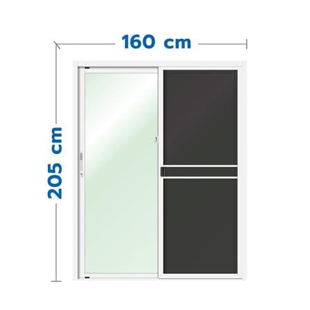 ประตูบานเลื่อน อะลูมิเนียม S-S มุ้ง LYNN OK 160x205 ซม. สีขาว