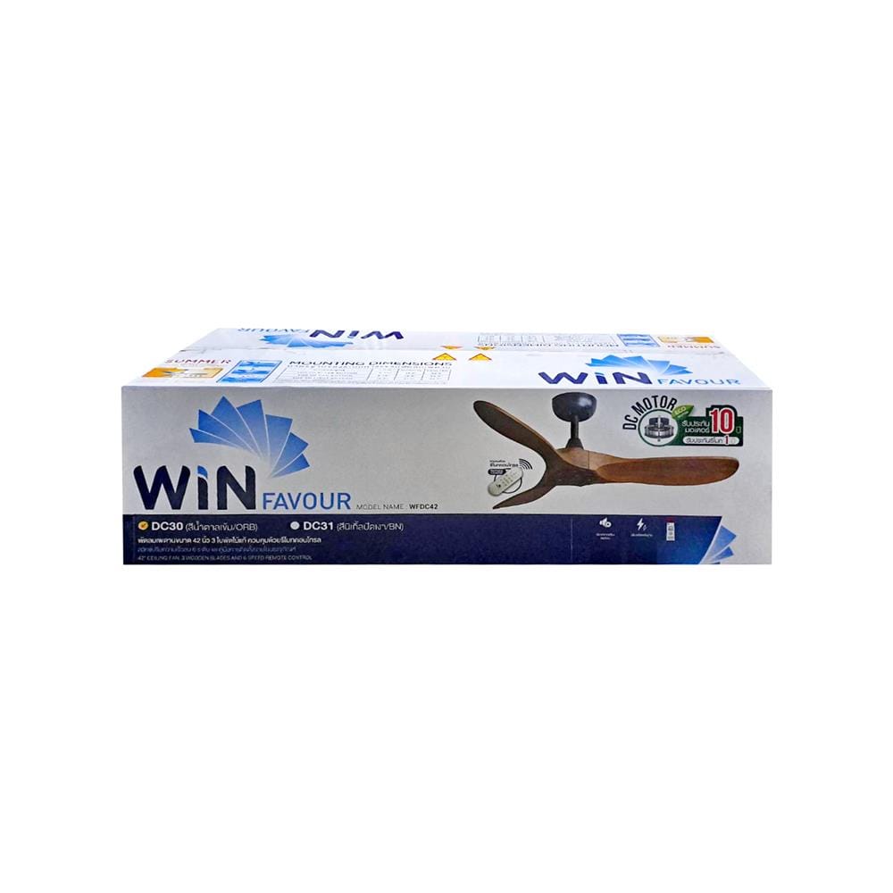 พัดลมไม่มีโคมไฟ WINFAVOUR WFDC42/DC30(ORB) 42 นิ้ว สีน้ำตาล/ดำ